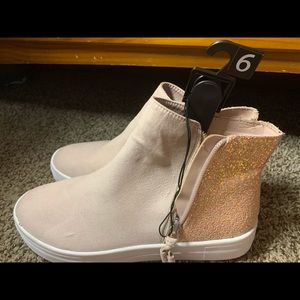 pink glitter boots with zipper